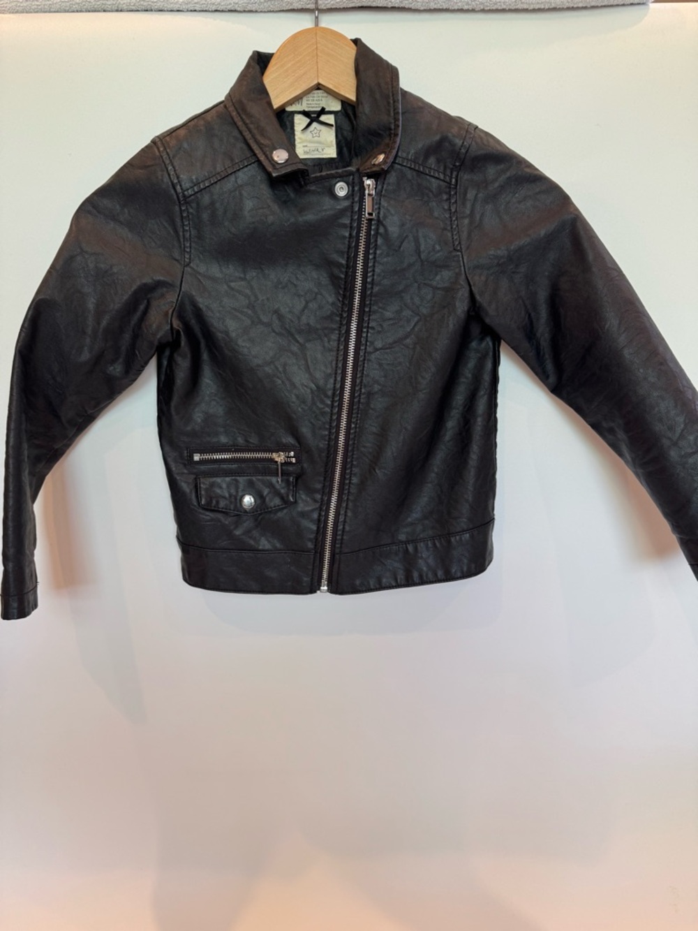 H&M Kids size 7/8 Black Faux Leather Biker Jacket